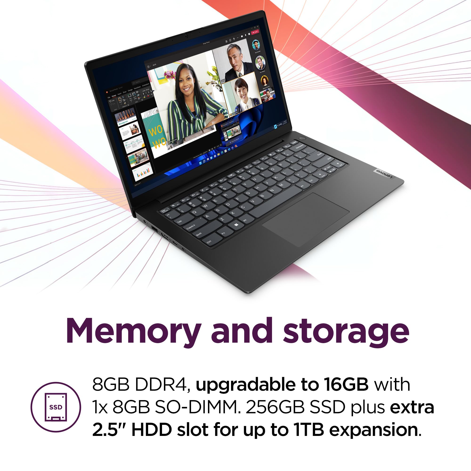 Lenovo 14 G4 - Laptop for Business - Intel Core i7-13620H - 14" FHD Display - 8GB RAM (upgradable to 16GB) - 256GB Storage (upgradable to 1TB) - Windows 11 Home - Thin & Portable - Business Black