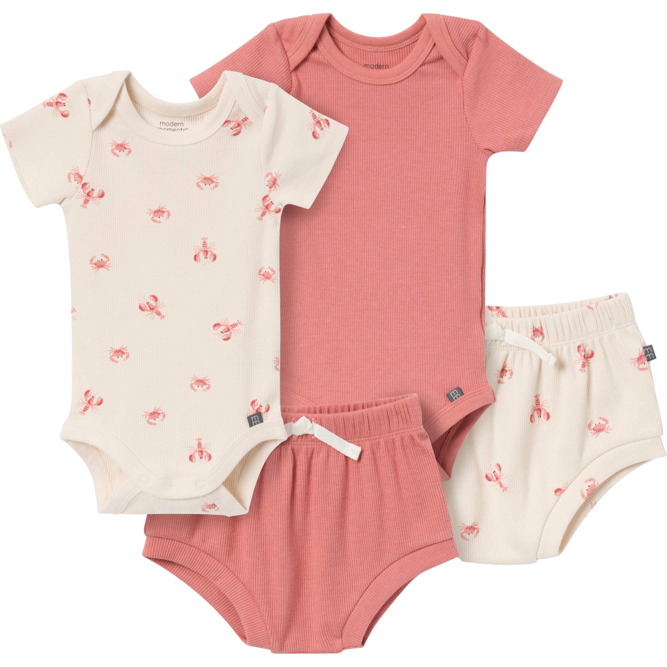 Modern Moments by Gerber unisex-baby 4-pack Short-sleeve Bodysuits & Shortie Set