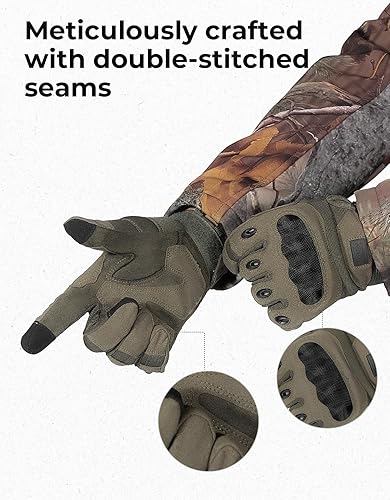 Miniatura 5 de KEMIMOTO Guantes tácticos para hombres, guantes de motocicleta con pantalla táctil con carcasa dura y acolchado de palma para deportes al aire