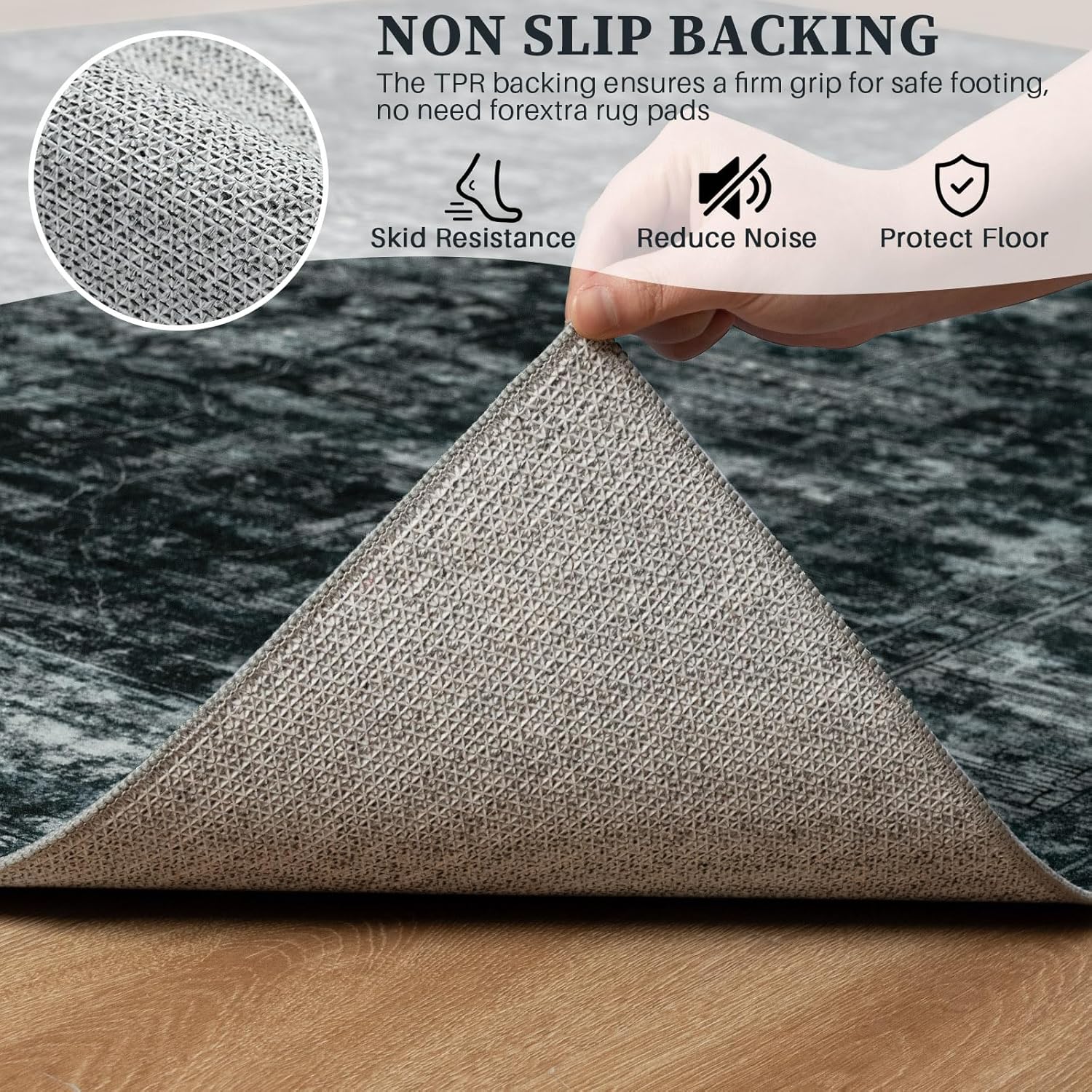 5x8 Non Slip Area Rug, Modern Soft Rugs for Living Room Machine Washable Easy Clean, Kids Pet Friendly Non Shedding, Comfortable for Bedroom Dining Room Kitchen Home Office Floor - Gray