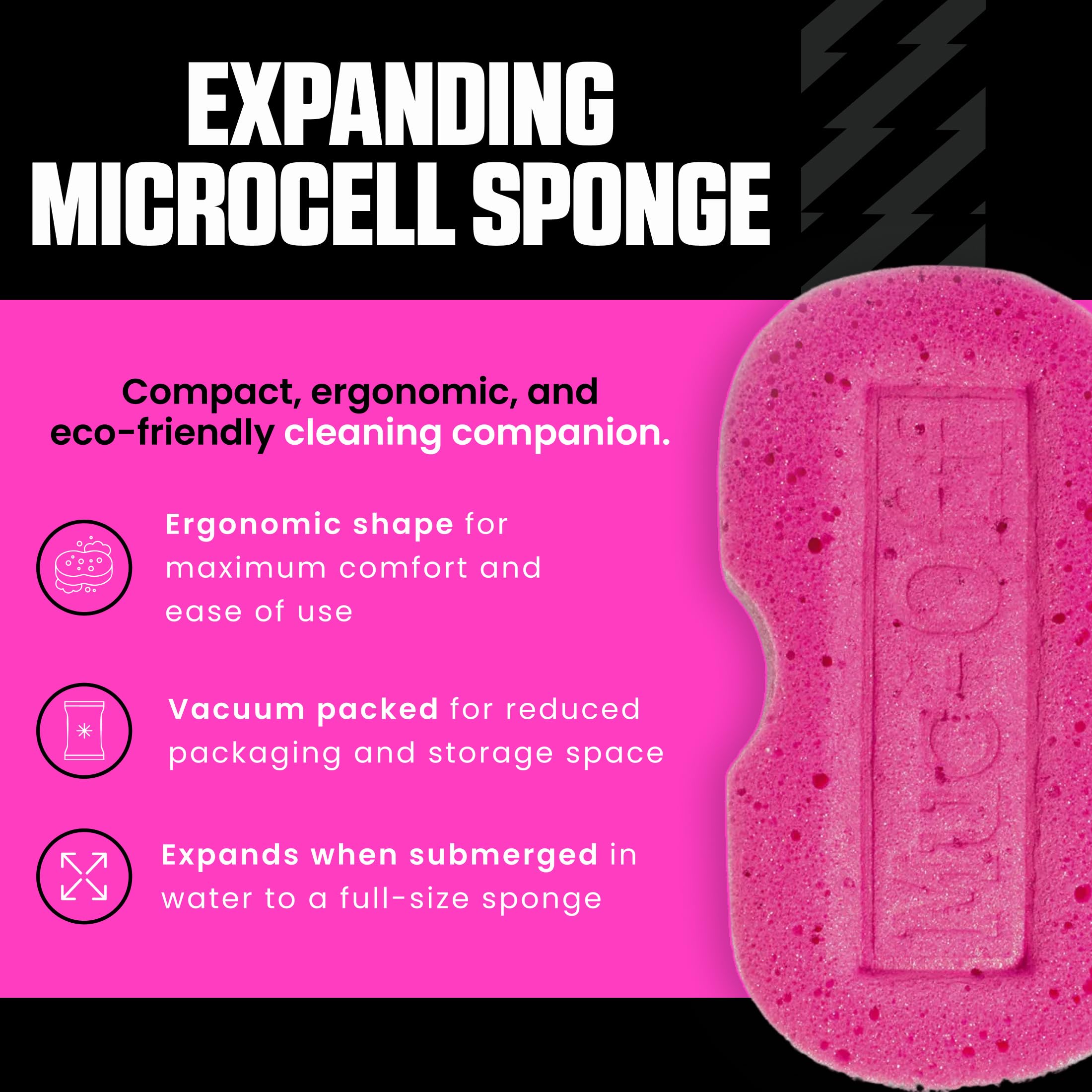 Muc-Off Expanding Sponge – Gąbka do Mycia Auta, Motocykli i Rowerów – Ergonomiczna Gąbka Rozprężna do Czyszczenia Rowerów i Pielęgnacji Samochodu