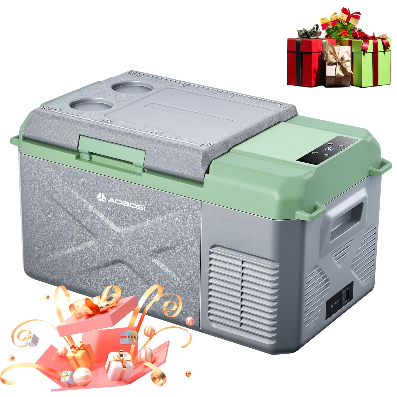 AAOBOSI Car Fridge 17L, Camping Fridge Freezer -20°C To 20°C, Car Refrigerator 12/24V DC100-240 V AC For Campervan Outdoor Rv Camping Travel Vehicles Home Use