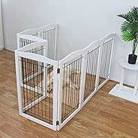 Vista 2 de ZJSF Puerta plegable independiente para perros para casa, puerta de madera extra ancha para cachorros, escaleras, puertas para perros, puerta alta