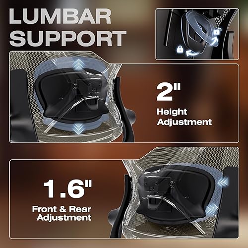 Miniatura 6 de ELABEST X100 Silla de oficina ergonómica con reposapiés, silla grande y alta para escritorio en el hogar con brazos abatibles 5D, soporte lumbar