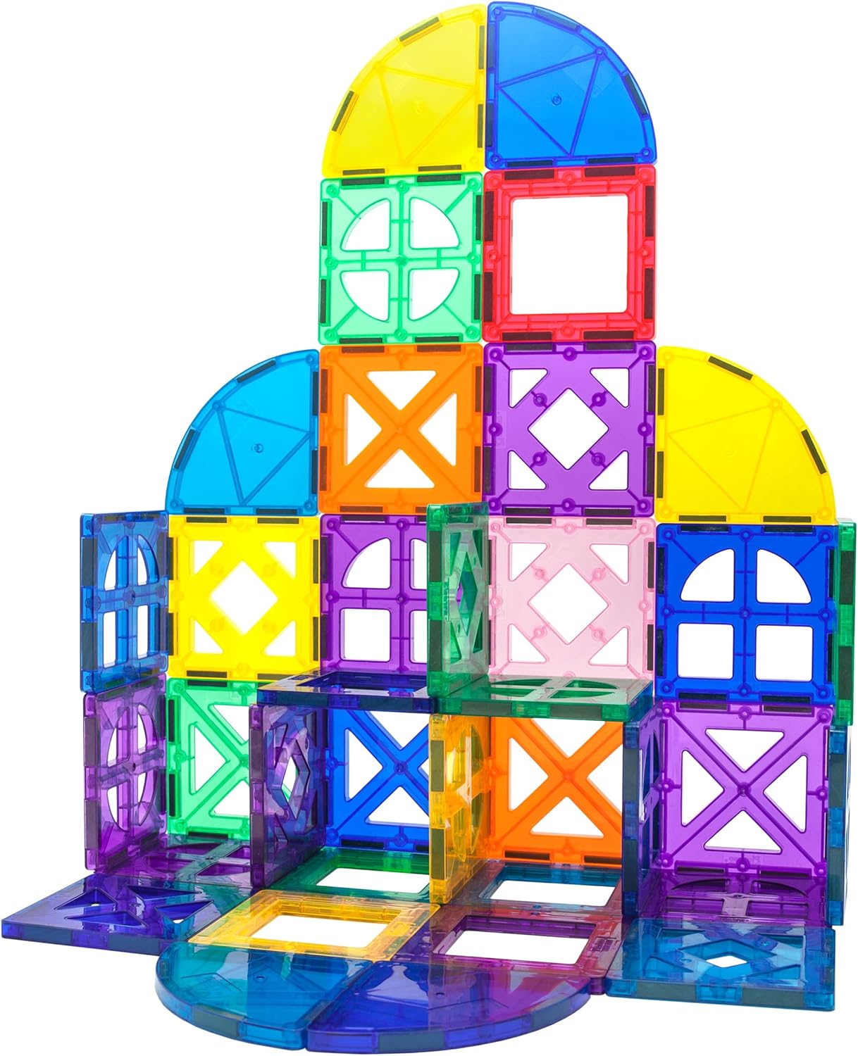 PicassoTiles 60PC Magnet Tiles + 36PC Windows & Quarter Round Blocks Building Bundle: STEAM Educational Playset for Creative, Fun and Learning Construction Play, Design Project Toy Gift Idea for Kids