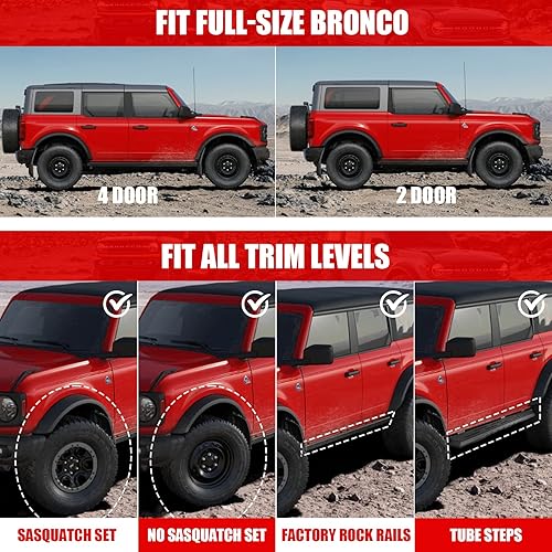 Miniatura 2 de Mabett Solapas de barro para accesorios Ford Bronco 2021 2022 2023 de 24 puertas, no requiere perforación, parte delantera y trasera, 4 unidades