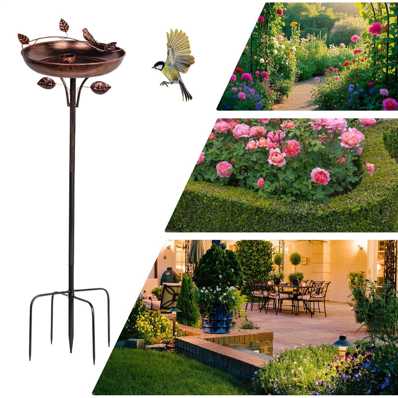 Bebedero para Pájaros Exterior Bebedero para Aves De Metal De 104 Cm para | Para Pájaros Decoración Para Terraza Jardín Césped Parque Y Balcón