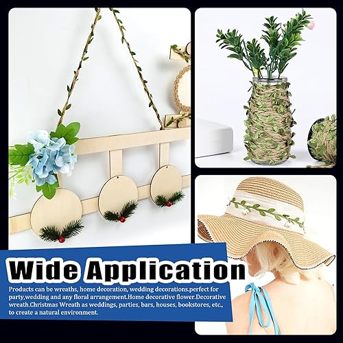 Miniatura 7 de Glarks Juego de 5 rollos de cinta de hojas de 33 pies, 5 colores naturales de yute con cuerdas de hojas de vid artificiales, cuerda de vid trenzada