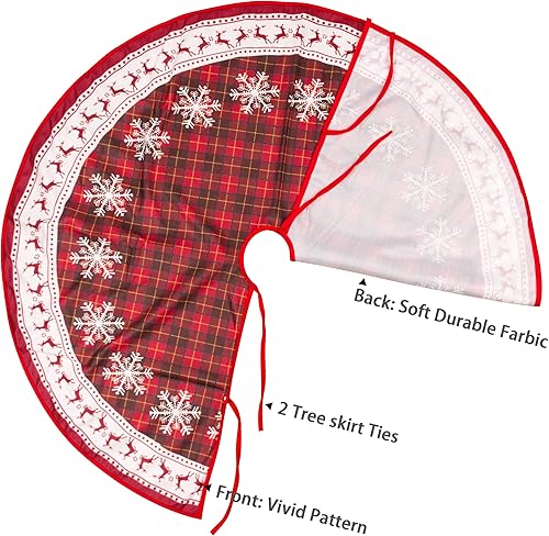 Miniatura 4 de UNIMEIX Falda de árbol de Navidad de 48 pulgadas, alfombra roja y verde para árbol de Navidad para interiores y exteriores, para decoración del hogar