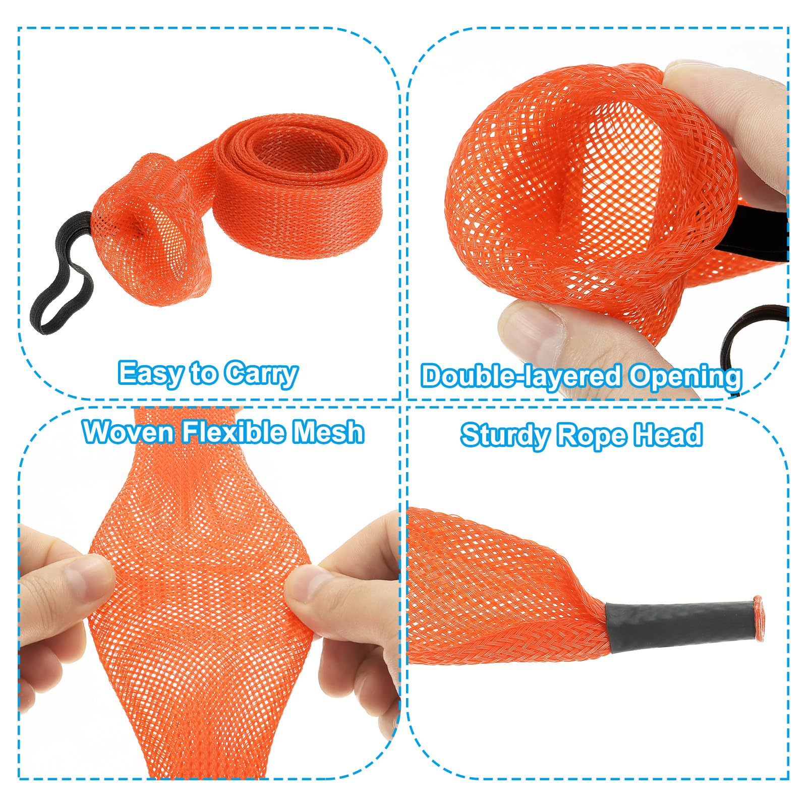 PATIKIL 67 Inch Rod Sock, 2 Pcs Fishing Rod Sleeve Cover Braided Mesh Pole Protector Gloves Fishing Tools Pointed End for Spinning Fishing Rod Fly Rod Ice Rod Casting Rod, Orange - Image 3