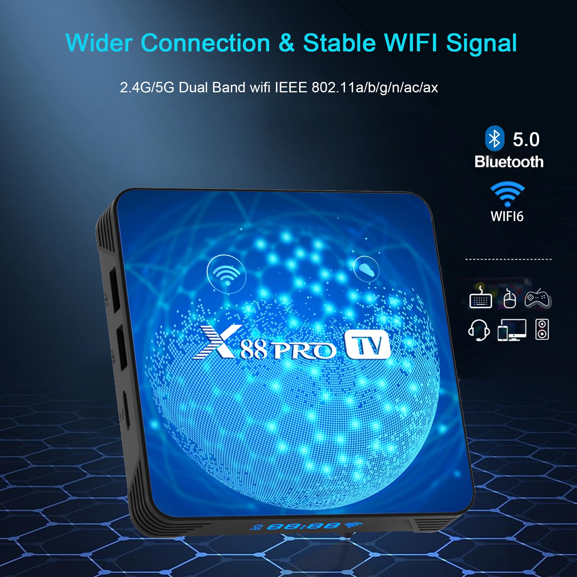 Android 11.0 TV Box, RK3318 Quad-Core4GB RAM 32GB ROM, 4K HD 2.0 | Dual-Band WiFi BT 5.0, USB3.0 Smart TV Box