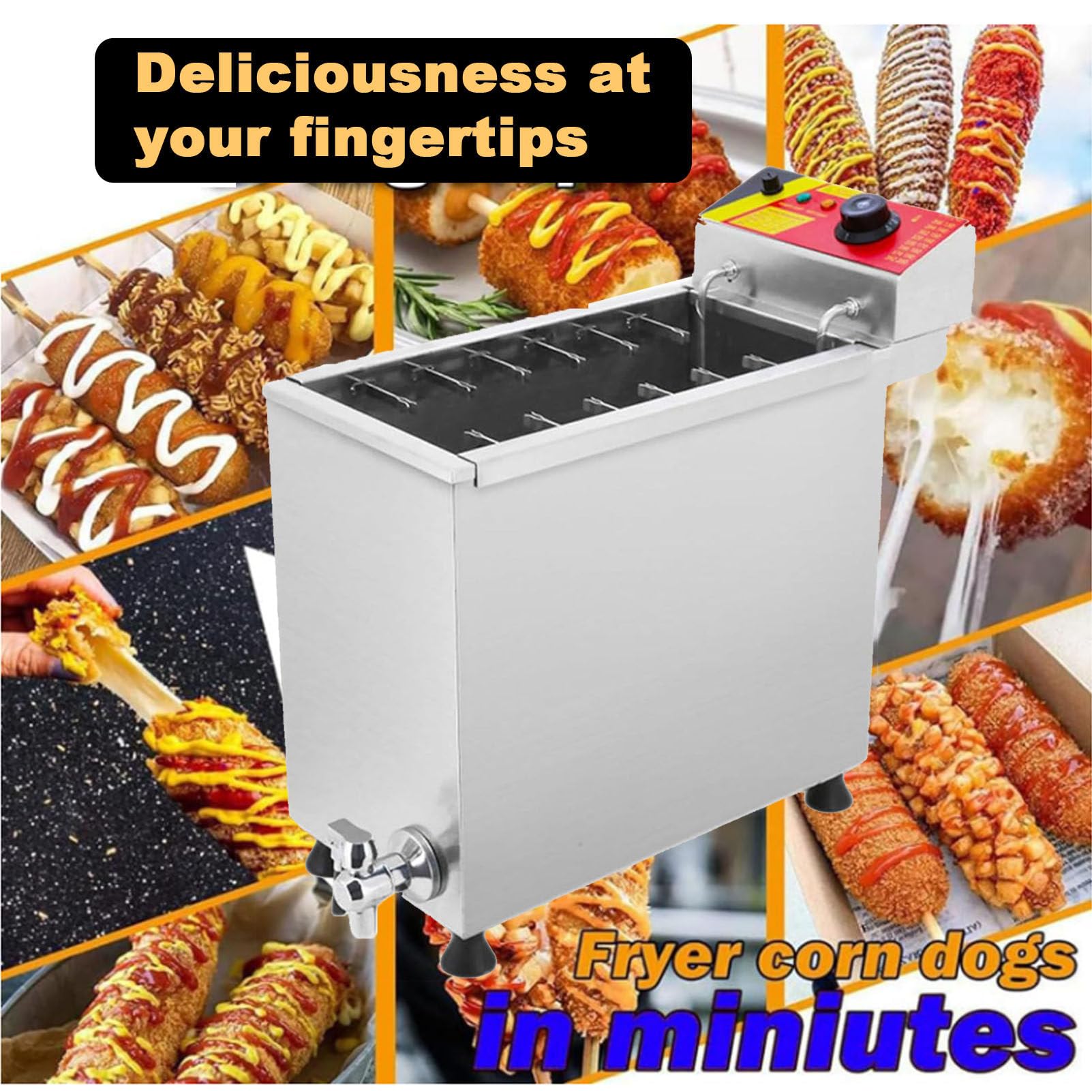 Gewerbliche Automatische Fritteuse Mit 12 Haken Und Großem Fassungsvermögen Für Käse, Mozzarella, Hotdogs Und Andere Hotdogs, Elektrische Fritteuse Für Koreanische Corn D,
