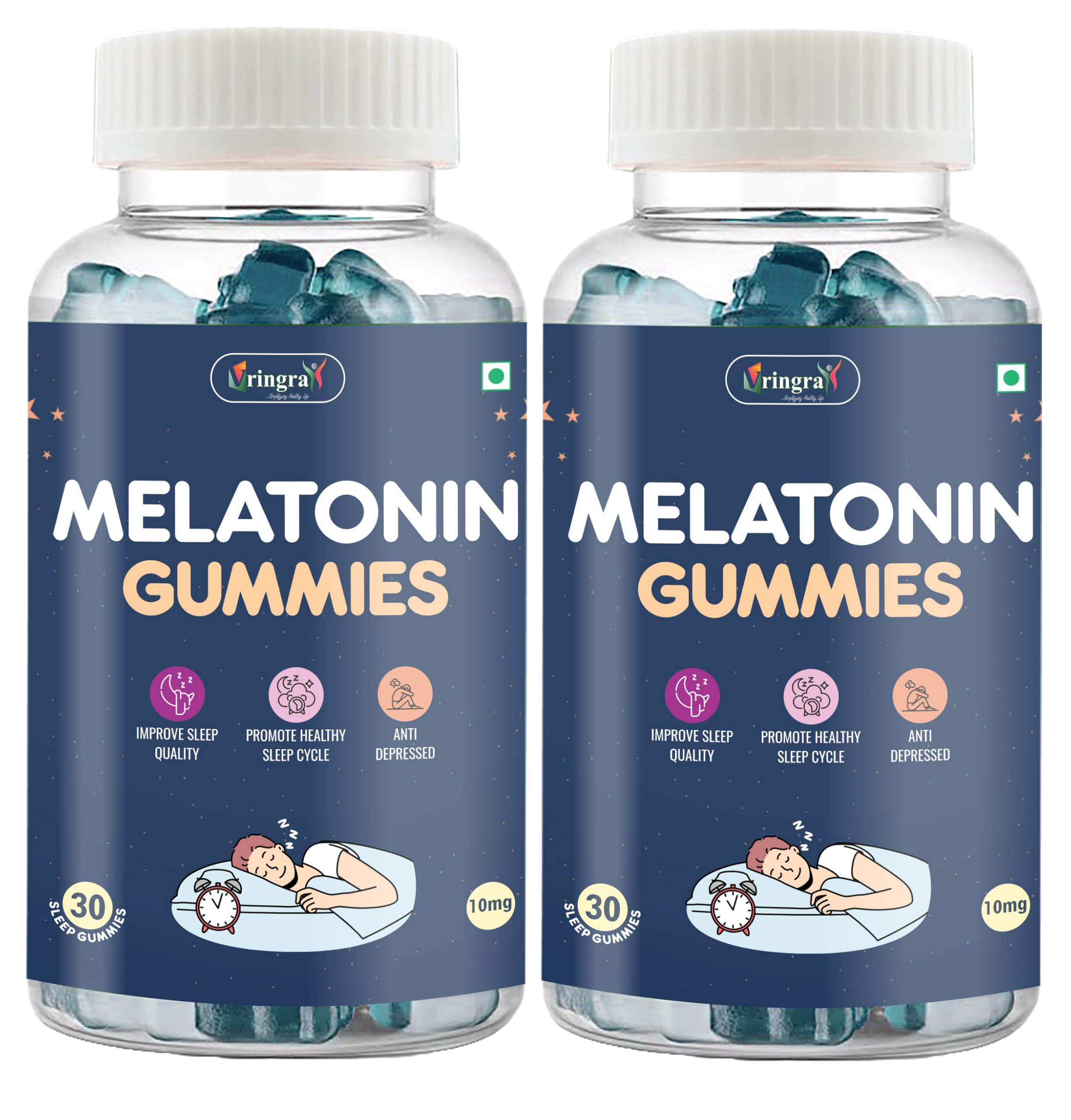 Sleep Gummies for Men & Women, Melatonin 10mg, Sleep Support 30 Gummies (Pack of 2)