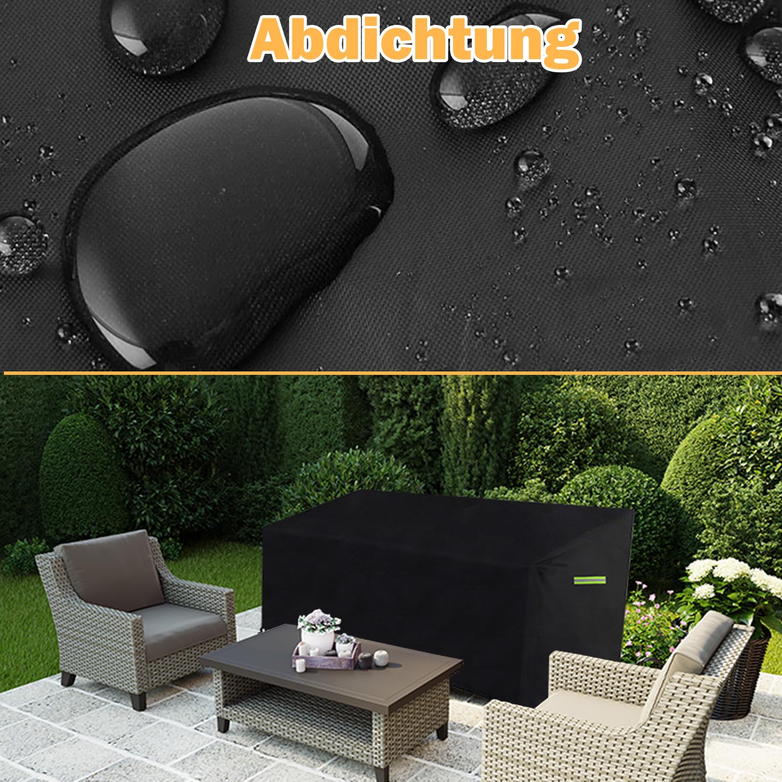 Funda para banco de jardín de 3 plazas, 165 x 67 x 65/91 cm, impermeable, resistente al viento, resistente a los rayos UV