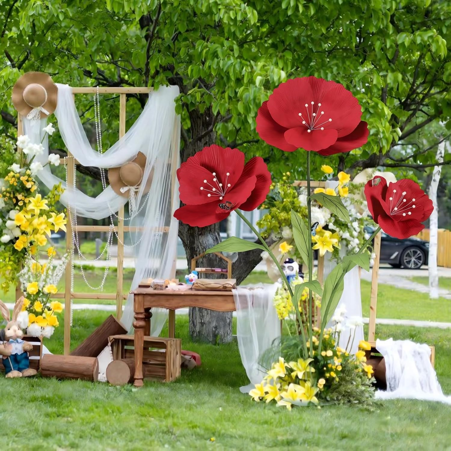 Giant Artificial Flowers for Decoration,Large Floral Decorations for Birthday Parties,Gardens,Hotels,Offices,Home Farmhouse Decor,Weddings,Art Galleries,Stores(Wine)