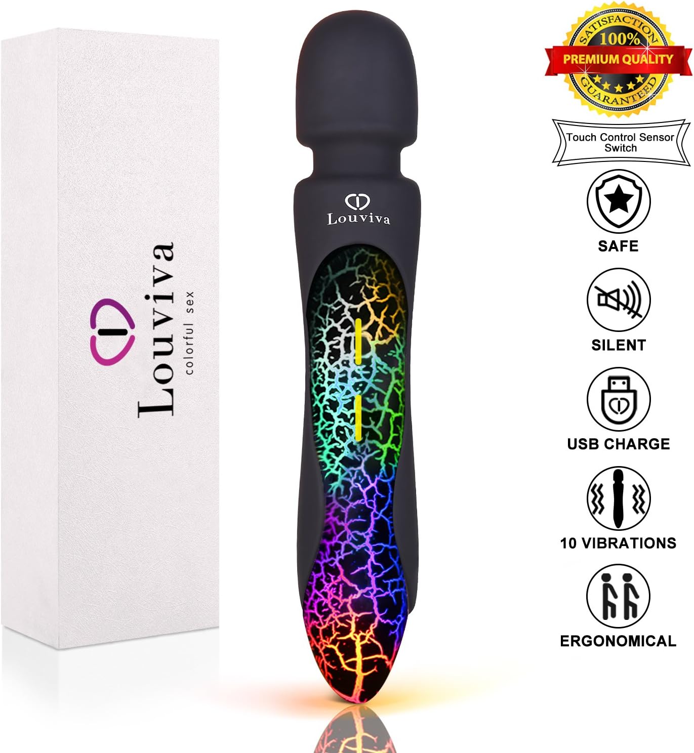 Wand Electric Massage Tools for Relaxation with LED Light of Seven Colors,10 Modes