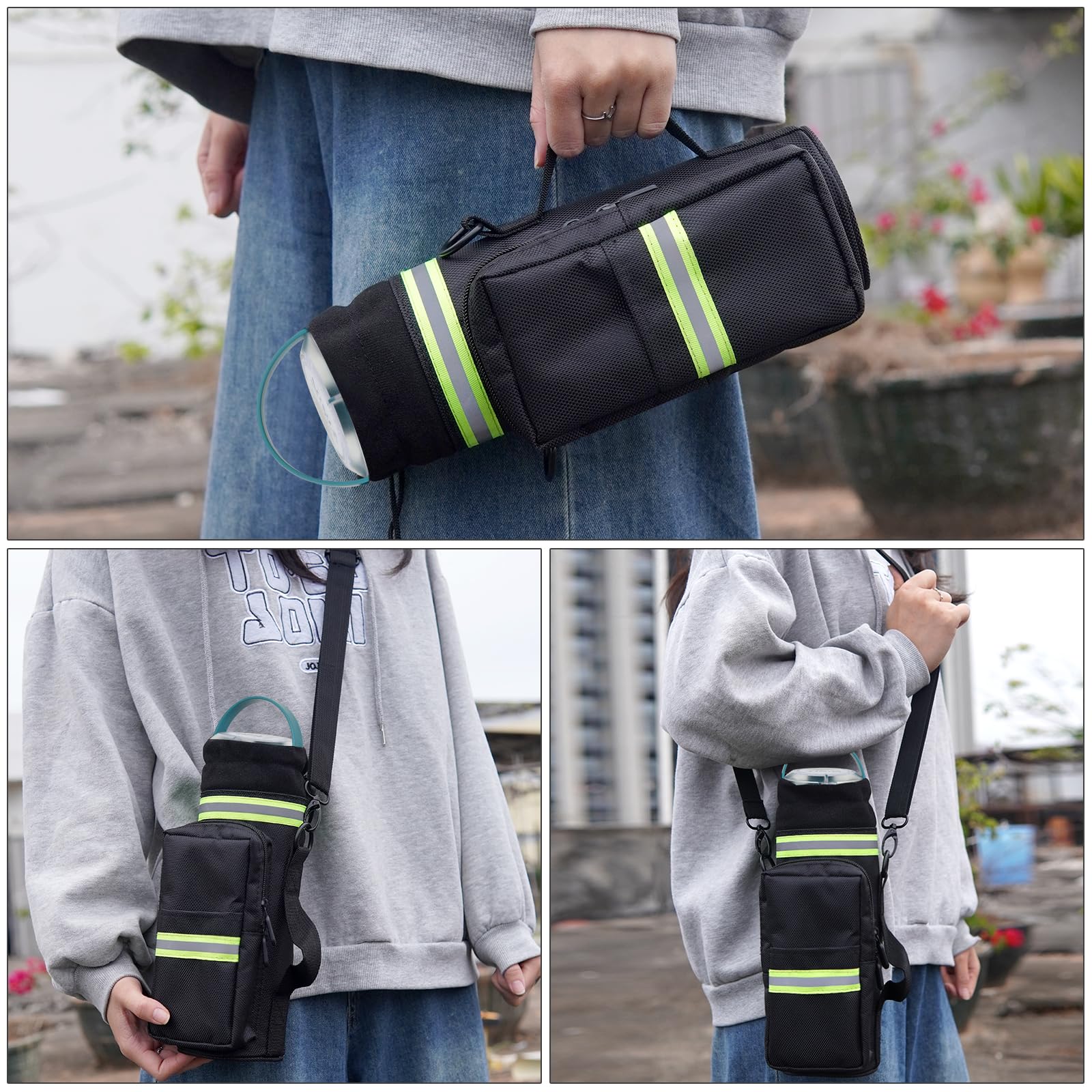 Borsa Portabottiglia Con Tracolla In Tela Di Cotone, Fondo Antiscivolo, Per Owala E Borracce Fino A 9 Cm