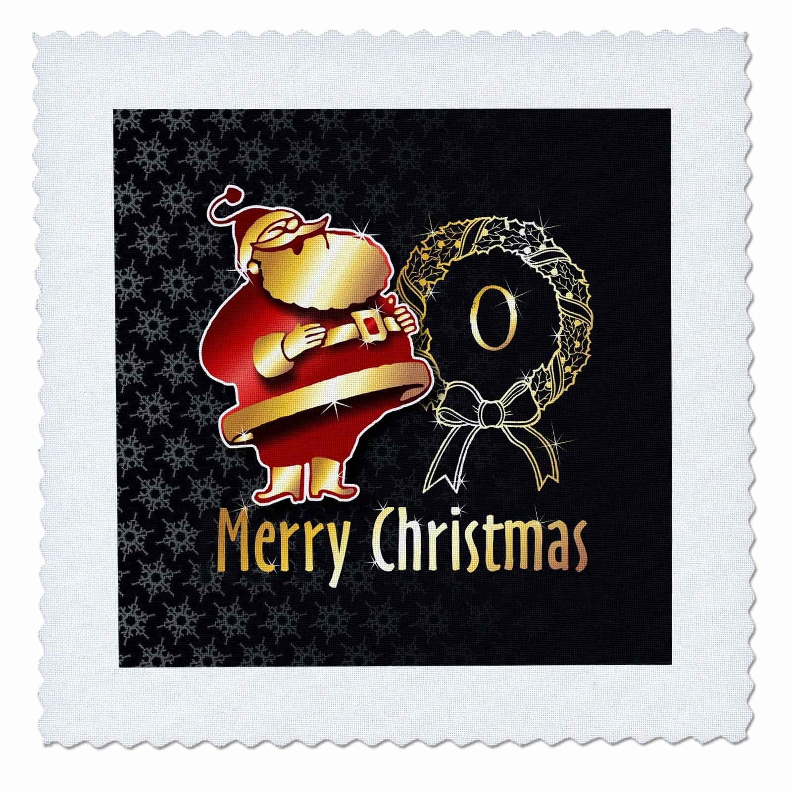 20x20 inch Quilt Square - Image of Christmas Santa Claus Monogram- Letter O- Not Foil Embossed Christmas Monograms- Initial O