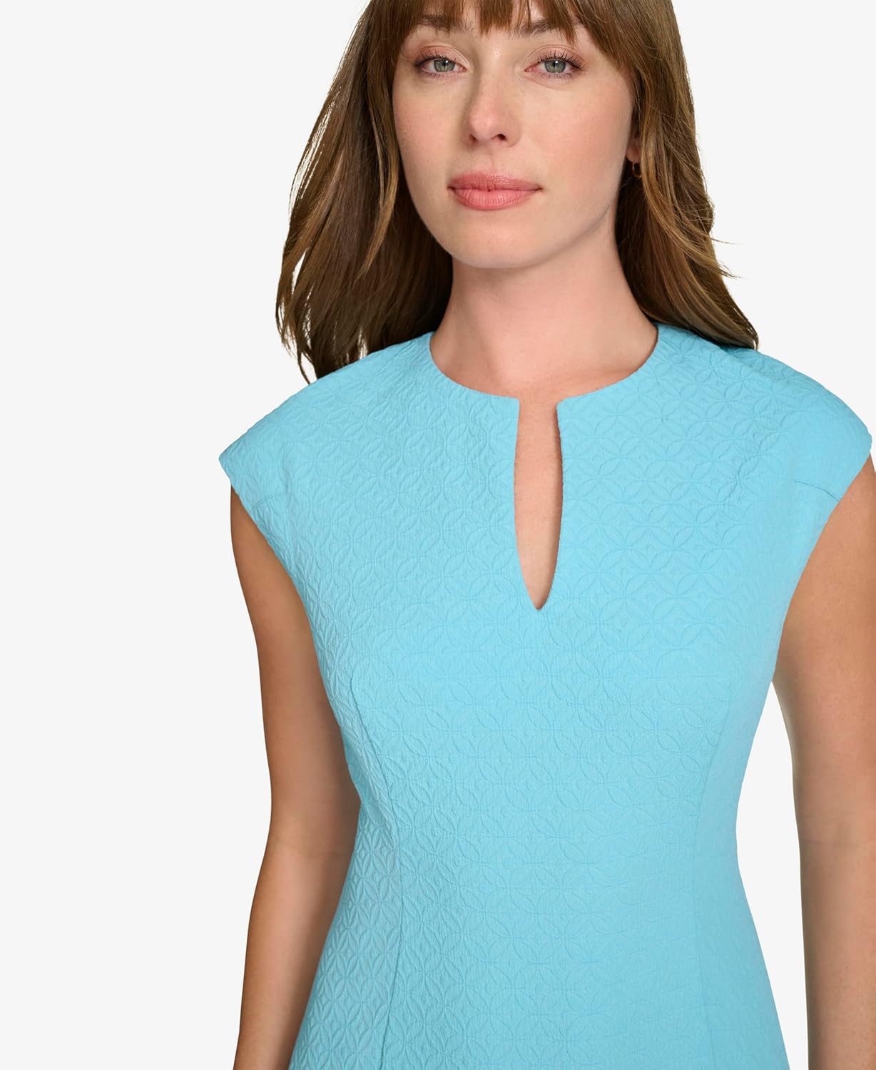 Tommy Hilfiger Womens Split Neck Flared Hem Fitted Through HIPS Sheath Dress - Image 5