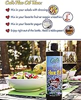 Vista 5 de Cal's Aceite de lino, linaza prensada en frío, alto en ácidos grasos omega-3, aceite de linaza sin refinar, suplemento líquido de aceite esencial