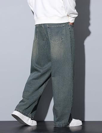 Men's Wide Leg Jeans Baggy Denim Pants Y2k Hip Hop Trousers