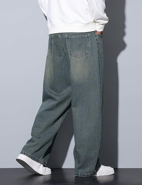 Men's Wide Leg Jeans Baggy Denim Pants Y2k Hip Hop Trousers