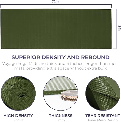 Miniatura 13 de Sunshine Yoga Voyage - Tapete de yoga a granel, paquete de 6, 72 x 24 pulgadas, esterillas de yoga profesionales para estudio y gimnasio, 0.197 in