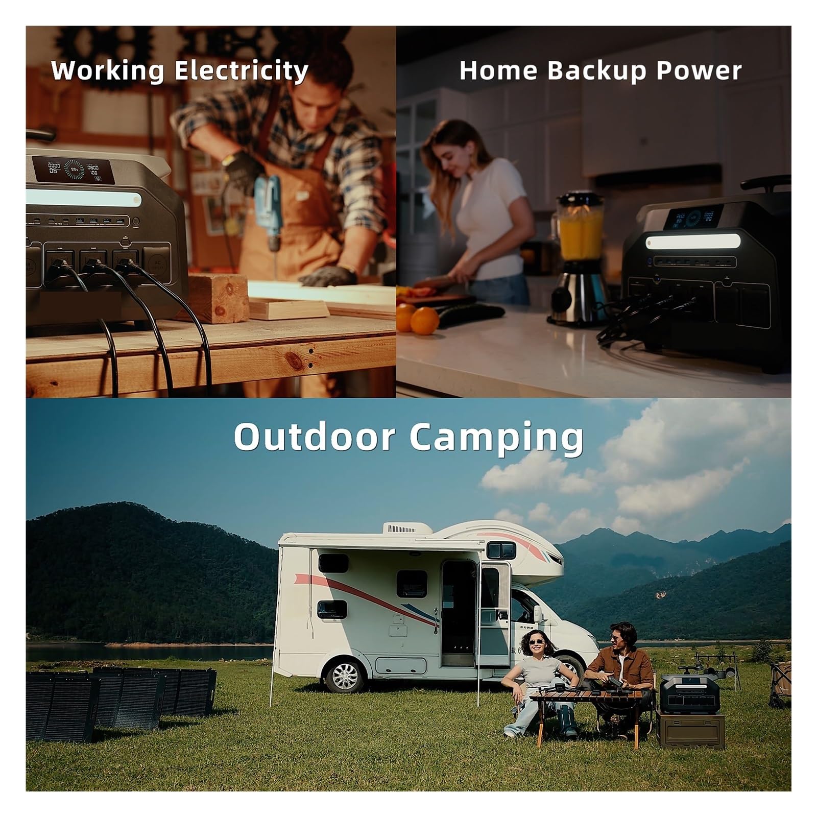 Centrale Elettrica Portatile P3200 Da 3200 W (uscita Massima 6400 W) Batteria Con Durata 2048 Wh Carrello Uscita AC V For Camper Campeggio Durata Della Batteria Ultra-Lunga