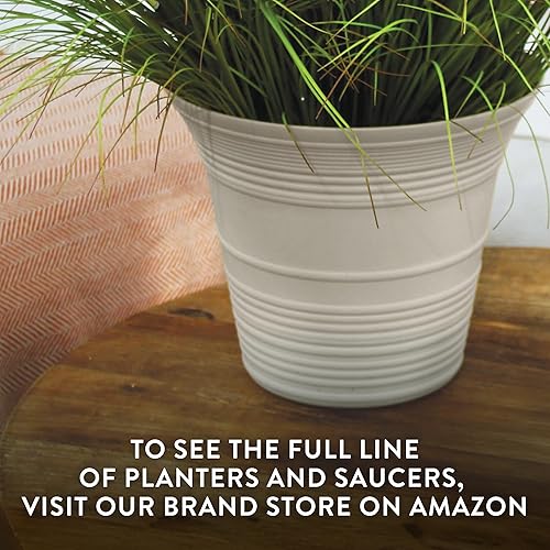 Miniatura 77 de The HC Companies Sedona - Maceta redonda de autorriego – Maceta ligera de cuidado personal – Maceta de plástico para hierbas y más – Macetas Gris
