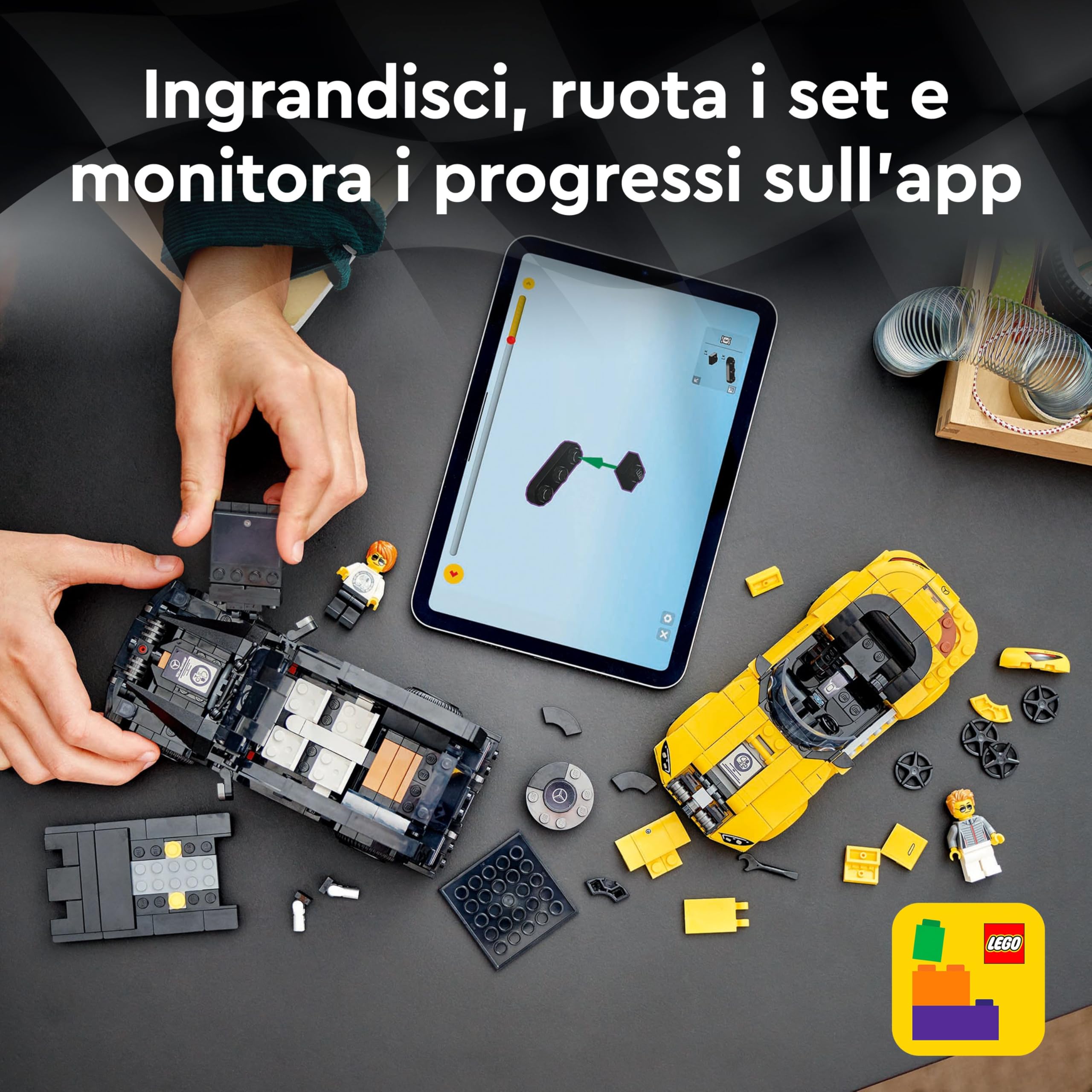 LEGO Speed Champions Mercedes-AMG G 63 e Mercedes-AMG SL 63, Macchine Giocattolo da Costruire, 2 Modellini di Auto per Bambini e Bambine da 10 Anni con Minifigure di Piloti, Regalo di Compleanno 76924