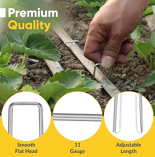 Miniatura 3 de BzBirds Grapas de paisaje fabricadas en Estados Unidos de 6 pulgadas calibre 11 galvanizadas barrera de malezas pasadores de tela de paisaje estacas