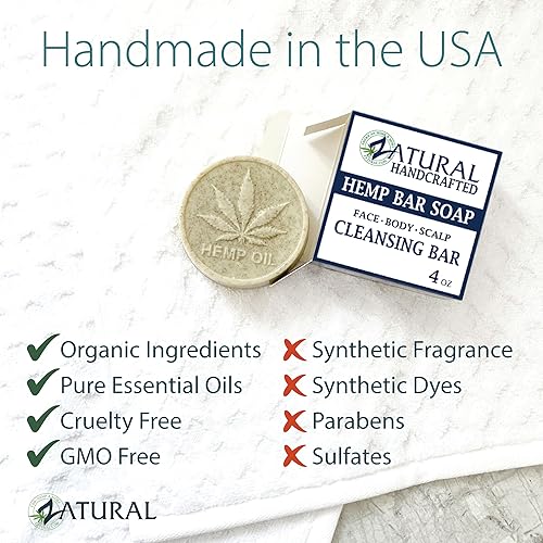 Miniatura 7 de Jabón en barra de cáñamo, ingredientes 100% naturales, cura, hidrata y limpia. (5 barras)