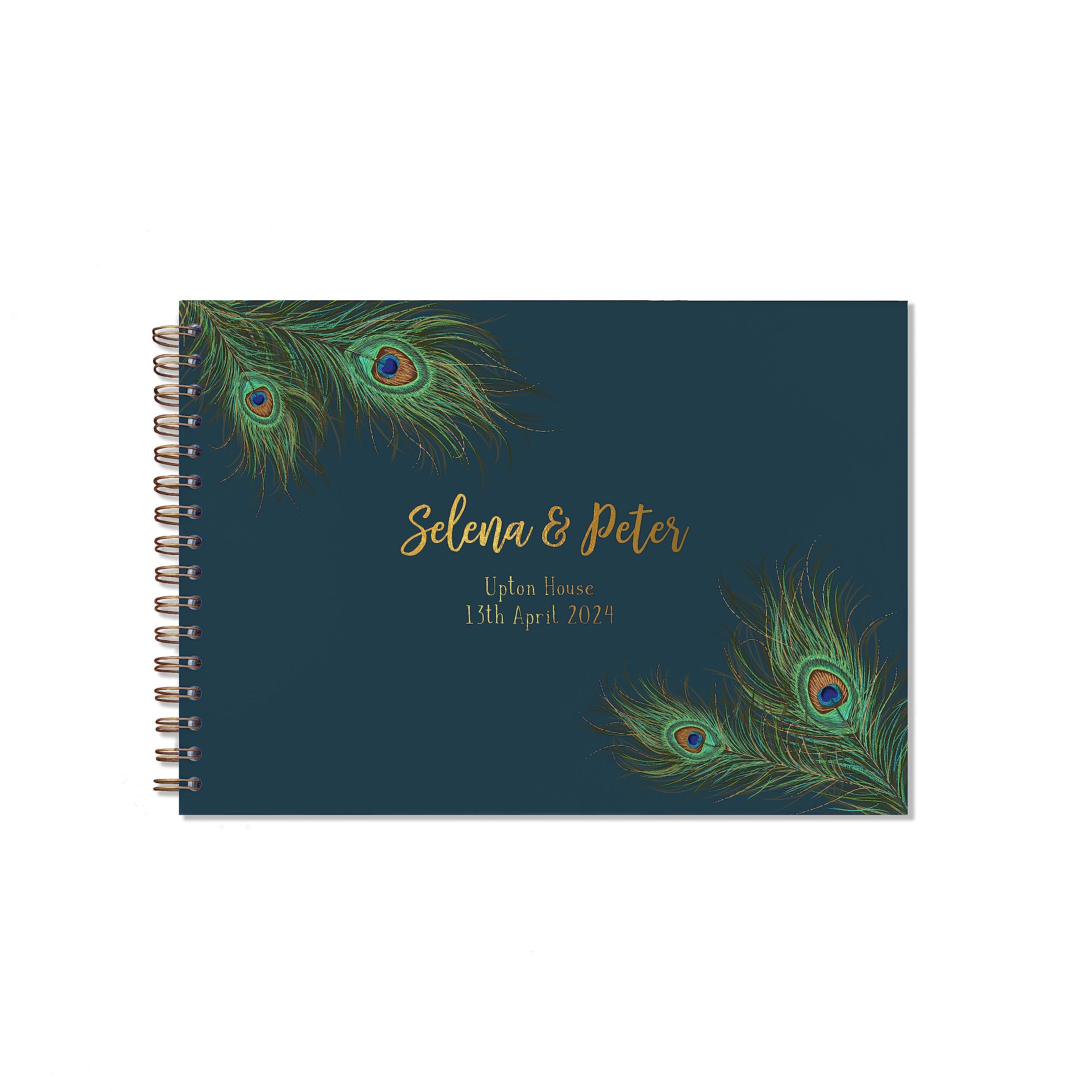 Wedding guestbook | personalised illustrated sign our guest book polaroid guest book for guests | modern minimalist custom photo guestbook scrapbook signing book (Peacock)