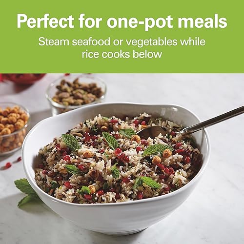 Miniatura 16 de Hamilton Beach - Arrocera digital programable y vaporizador de alimentos, con funciones lentas de huevo duro, bandeja de huevo/vapor, 6 tazas