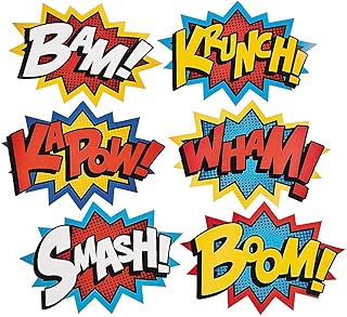 SUPERHERO WORD CUTOUTS - Party Decor - 6 Pieces