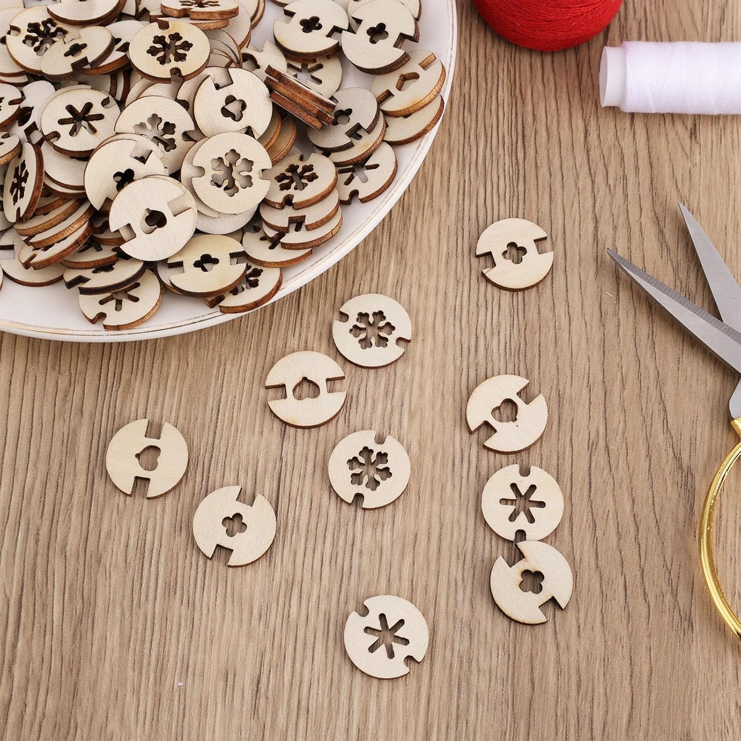 120pcs Hat Pompom Buttons, 4 Styles Removable Wooden Faux Fur Pom Pom Buttons for Knitted Sewing Crochet Caps DIY Crafts Clothing Accessories image 4