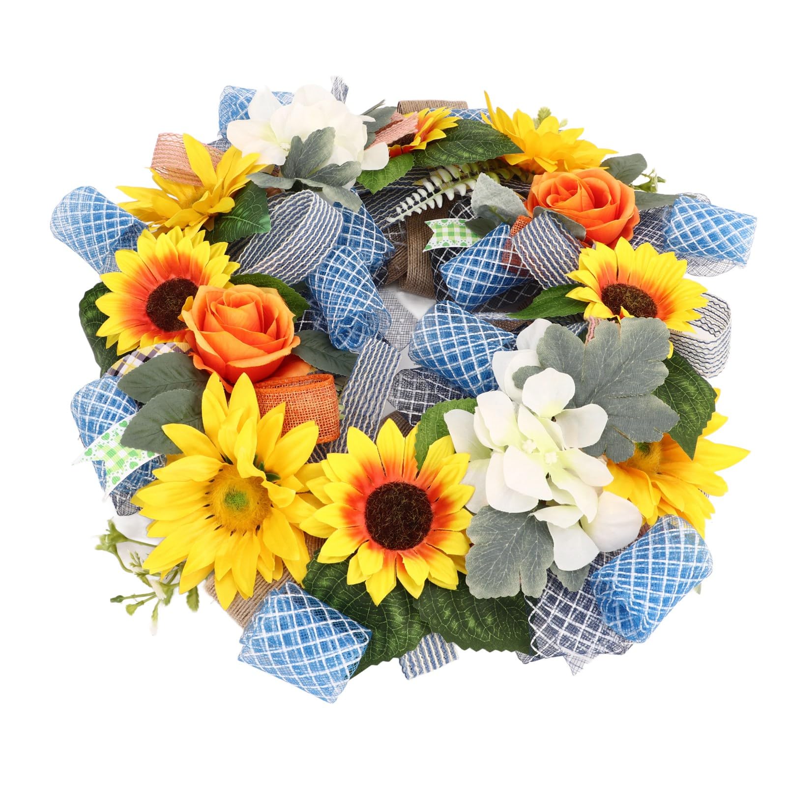 Couronne de tournesol en soie couleur vive pour déco murale durable