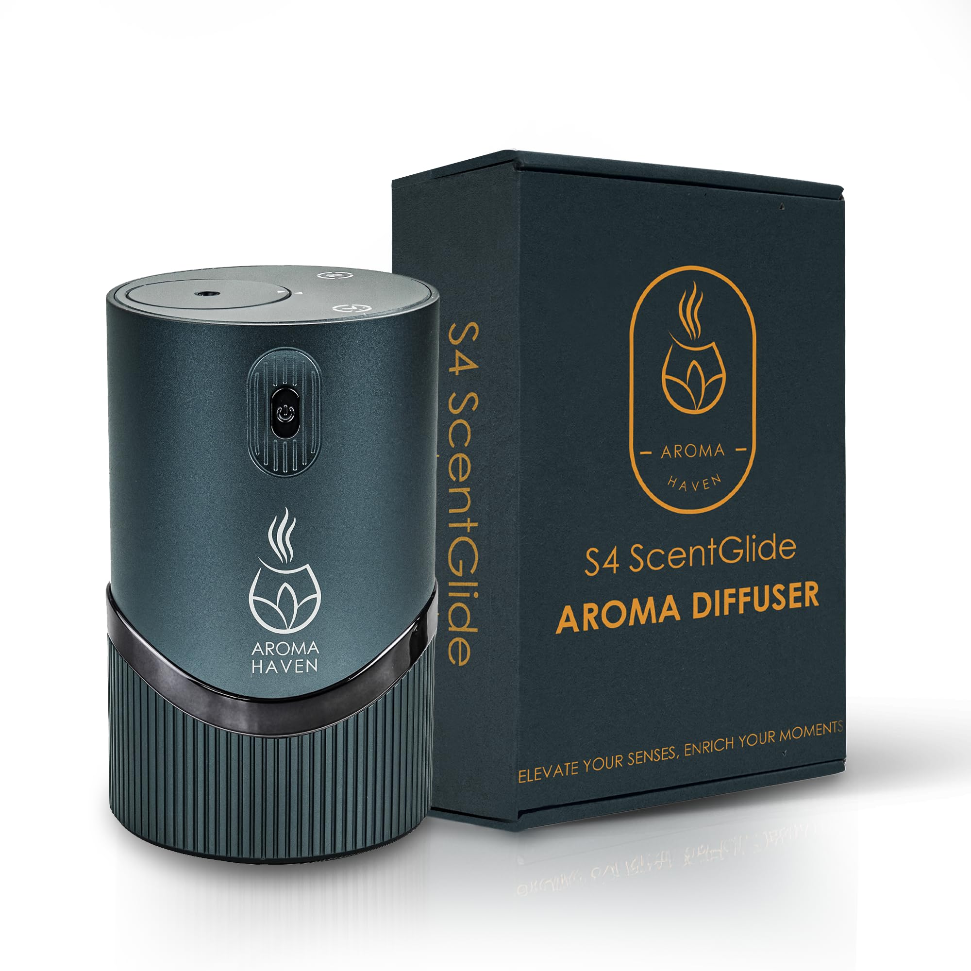 Aroma Haven S4 ScentGlide Waterless Oil Diffuser Nebulizer | Portable Rechargeable Wireless Aromatherapy for Essential Oils | Home, Office, Car Freshener | Electric Aromatherapy Diffuser (Mint Grey)