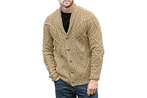Comdeecevis Men's Cardigan Sweaters with Cable Knit, Pockets, and Buttons