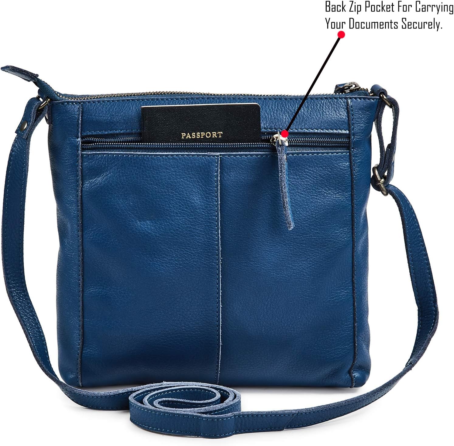 Small Soft Genuine Leather Crossbody Purse Women’s Sling Crossover Shoulder Travel Handbag with Triple Zipper - Image 4