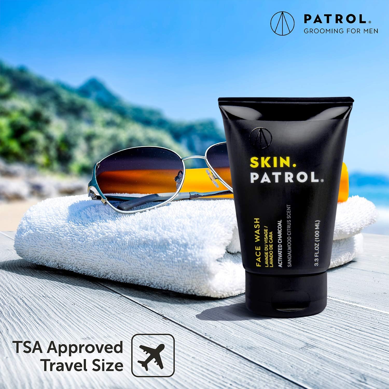 Bump Patrol Skin Patrol Activated Charcoal Face Wash for Men – Daily Deep Cleansing Men’s Face Wash for Oily Skin, Paraben and Sulfate Free Facial Cleanser, Sandalwood Citrus Scent - 3.3 fl oz