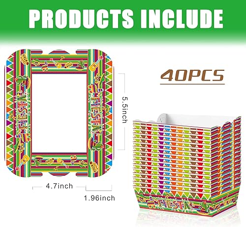 Miniatura 2 de 40 Pack Mexican Fiesta Birthday Party Supplies, Fiesta Food Tray Mexican Fiesta Party Favors Paper Food Serving Tray Mexican Fiesta Paper Trays