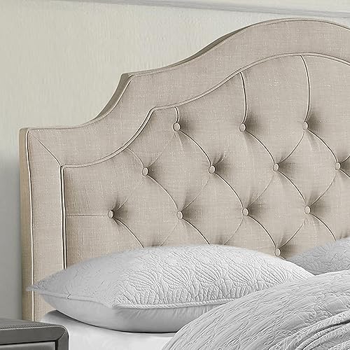 Miniatura 30 de Rosevera Jardin - Marco de cama con plataforma copetuda con botones, base de cama tapizada de tela con cabecera ajustable y soporte de listones de