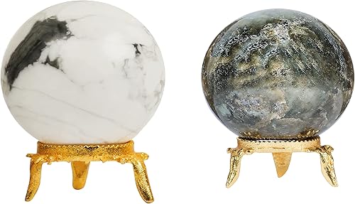 FASHIONZAADI Cristal de howlita - Bola de cristal - Cristales para la suerte - Piedras espirituales y cristales - Bola de cuarzo - Cristal de