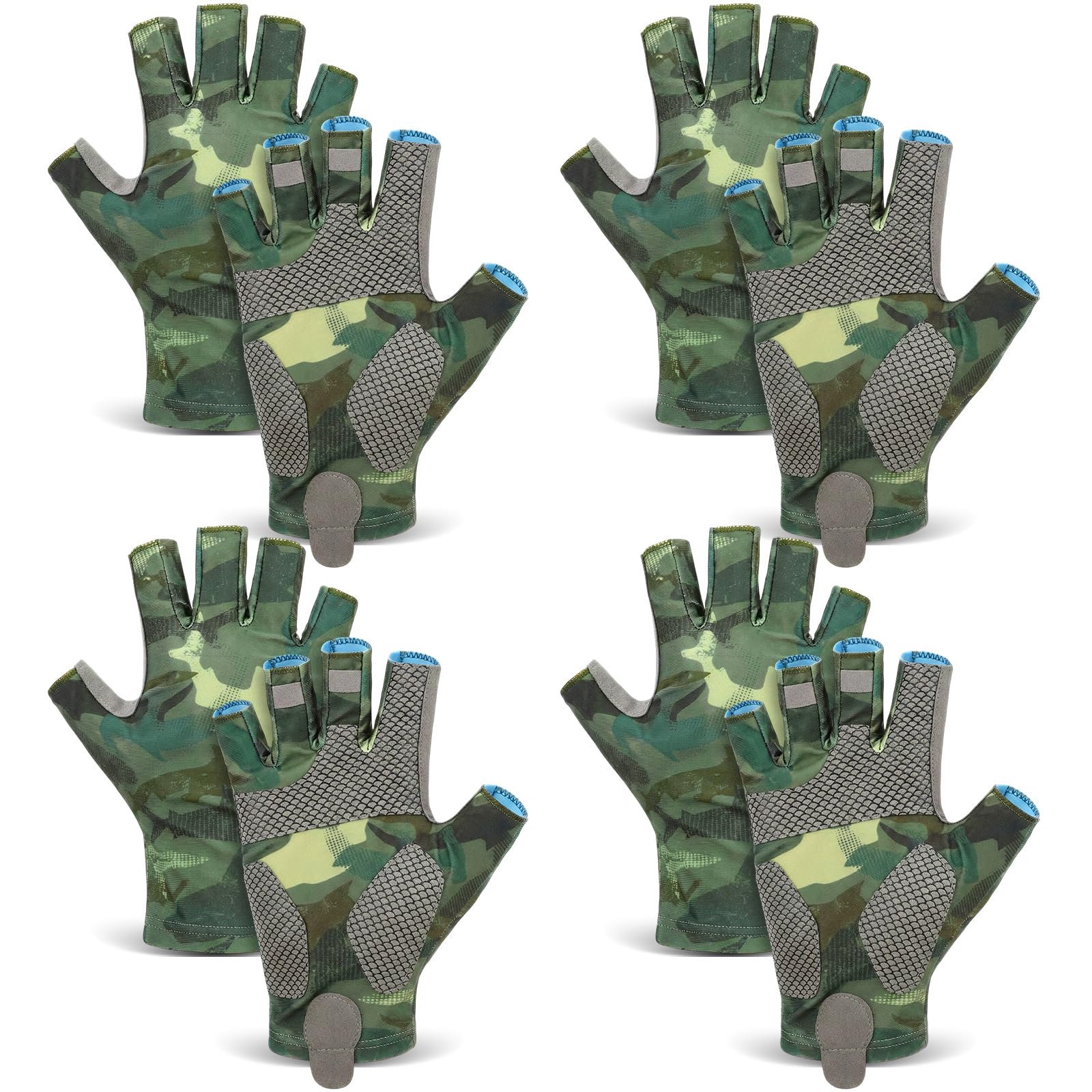 4 Pairs Fingerless Gloves Fishing Gloves, UPF 50+ Breathable, Quick-Drying Sun Protection for Men &amp; Women Anti-Slip for Fishing, Cycling
