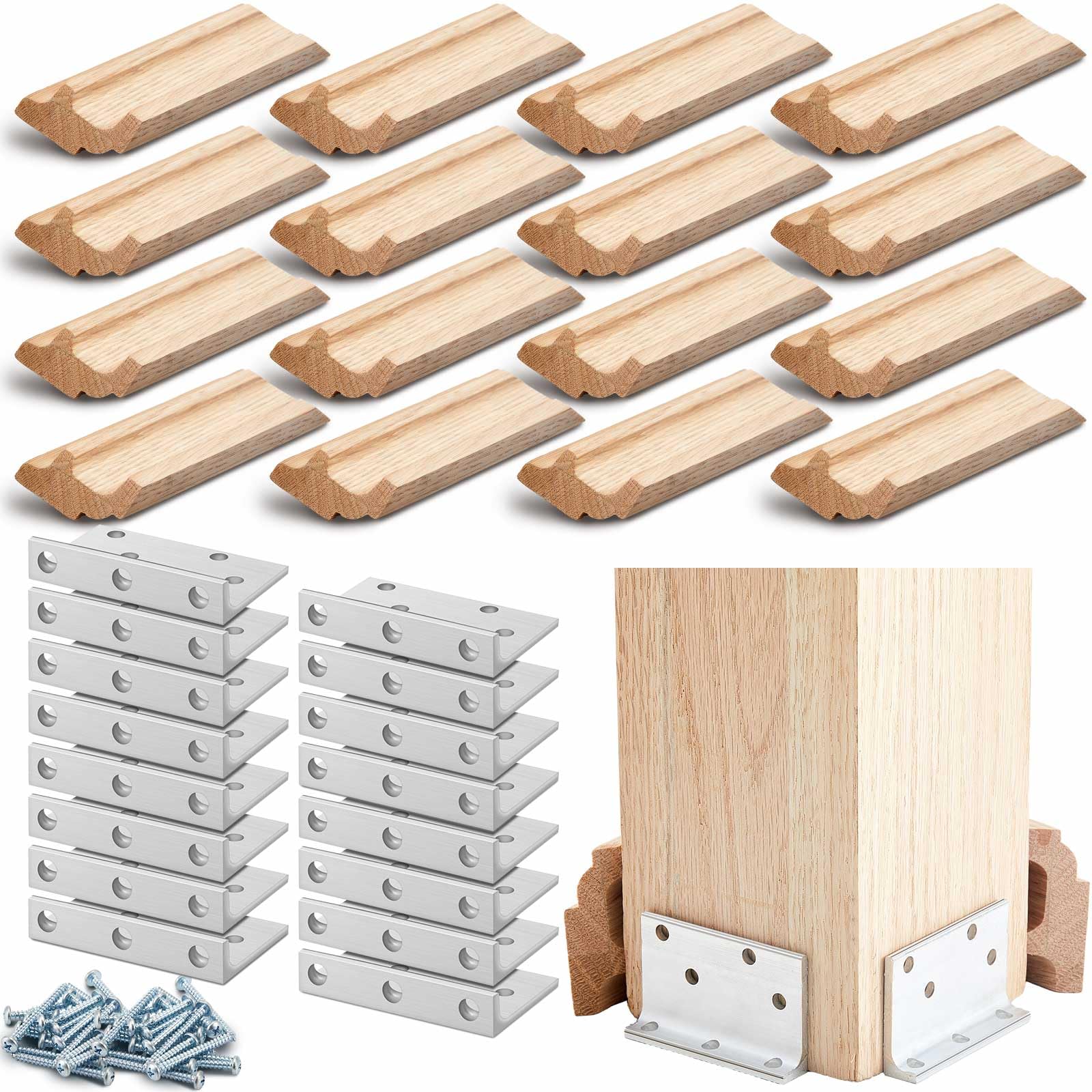 Blulu 4 Set 3-1/2" Newel Post Mounting Kit Deck Stair Floor Installation
