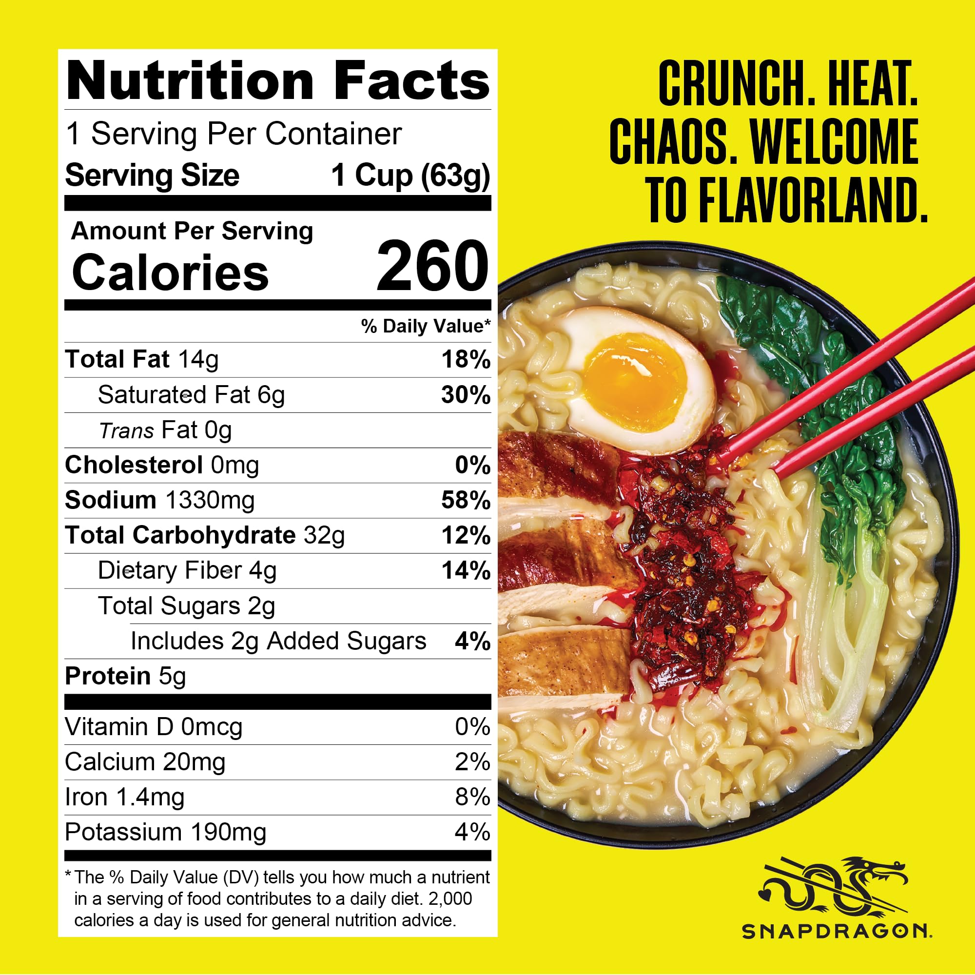 Snapdragon Chili Crunch Ramen Cup Noodles - 6 Pack Instant Ramen Bowl with Authentic Wheat Noodles, Soup Sauce Base, Vege Pack and Chili Crunch Oil. Microwave or Hot Water, Easy Meal Prep