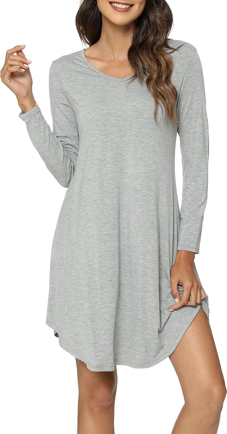 GYS Womens Bamboo Viscose Nightgown Super Soft Lightweight Night Shirts for Sleeping