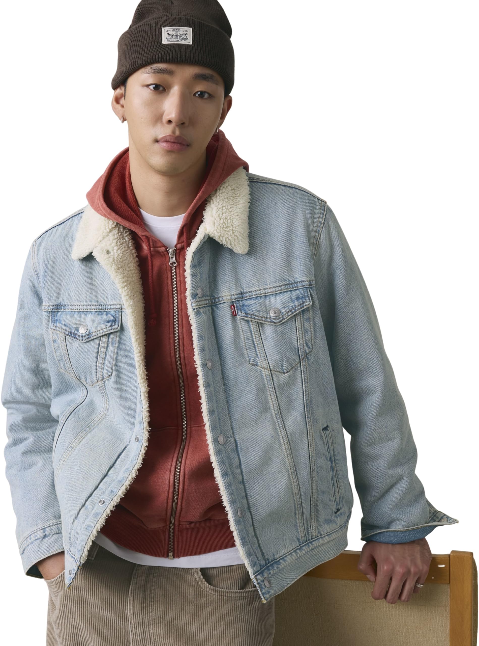 Levi's Sztuczne futro — płaszcz męski Sherpa Trucker Jacket