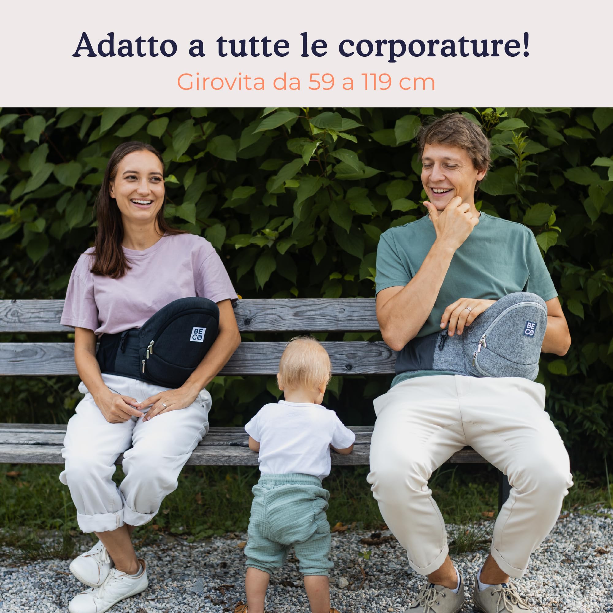 Beco Marsupio Seduta ad Anca Pieghevole, 4-in-1, 0-36 Mesi, Nero | Si piega piatto nella borsa cambio, Seduta di Supporto che allevia braccia e schiena, si adatta da 0 a 36 mesi.